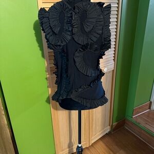 Gracia Midnight Black Ruffled Shirt